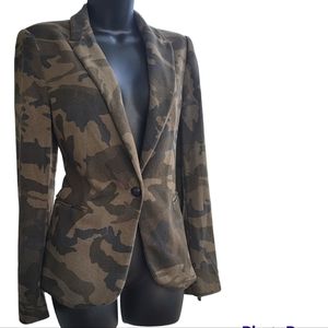 Zara Basic Women Camo Blazer Single Button Size Large Jacket